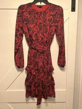 Simply Vera Long Sleeved Dress Maroon, Silver And Black With Tie Waist