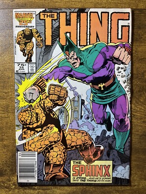 THE THING 34 NEWSSTAND PAUL NEARY COVER DEATH OF SPHINX MARVEL COMICS 1986
