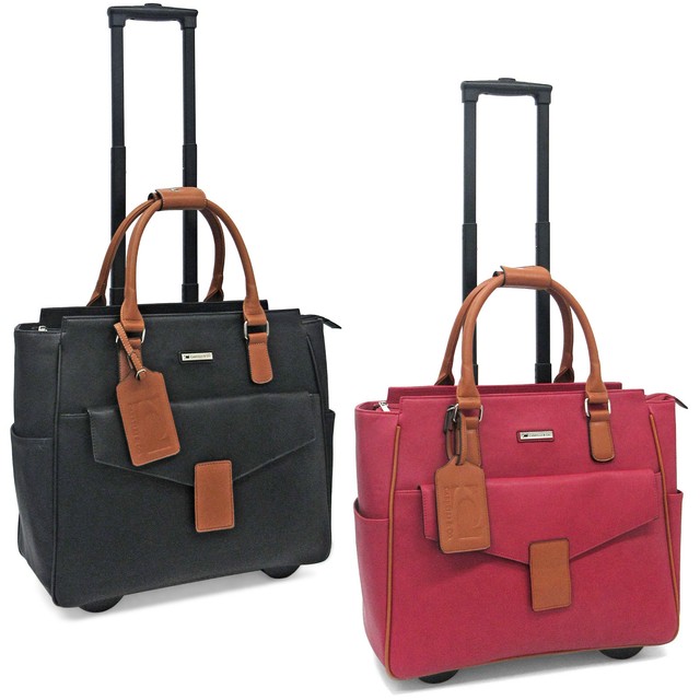 Cabrelli Lacy Lizard Women s Rolling Laptop Bag Wheeled Briefcase Case 