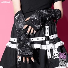 Goth Emo Punk Bunny Rabbit Harajuku Arm Warmers Blk/Wht