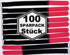 100 x Cable Hook and Loop 30cm x 20mm Red Hook and Loop Hook and Loop Cable Ties Tape with Eyelet