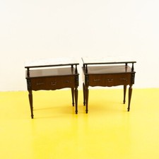 coppia di comodini in legno con piano in marmo anni 50