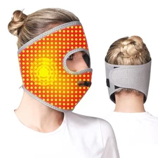 Heated Face Mask Red Light Full Coverage Heating Pad for Headache TMJ Relief