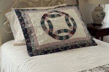 Quilts Etc Such Patchwork Pillow Sham Floral Cotton Quilted 28x22.5 Decor