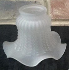  Vintage Frosted White glass Lamp shades Fluted replacements Splayed Neck 
