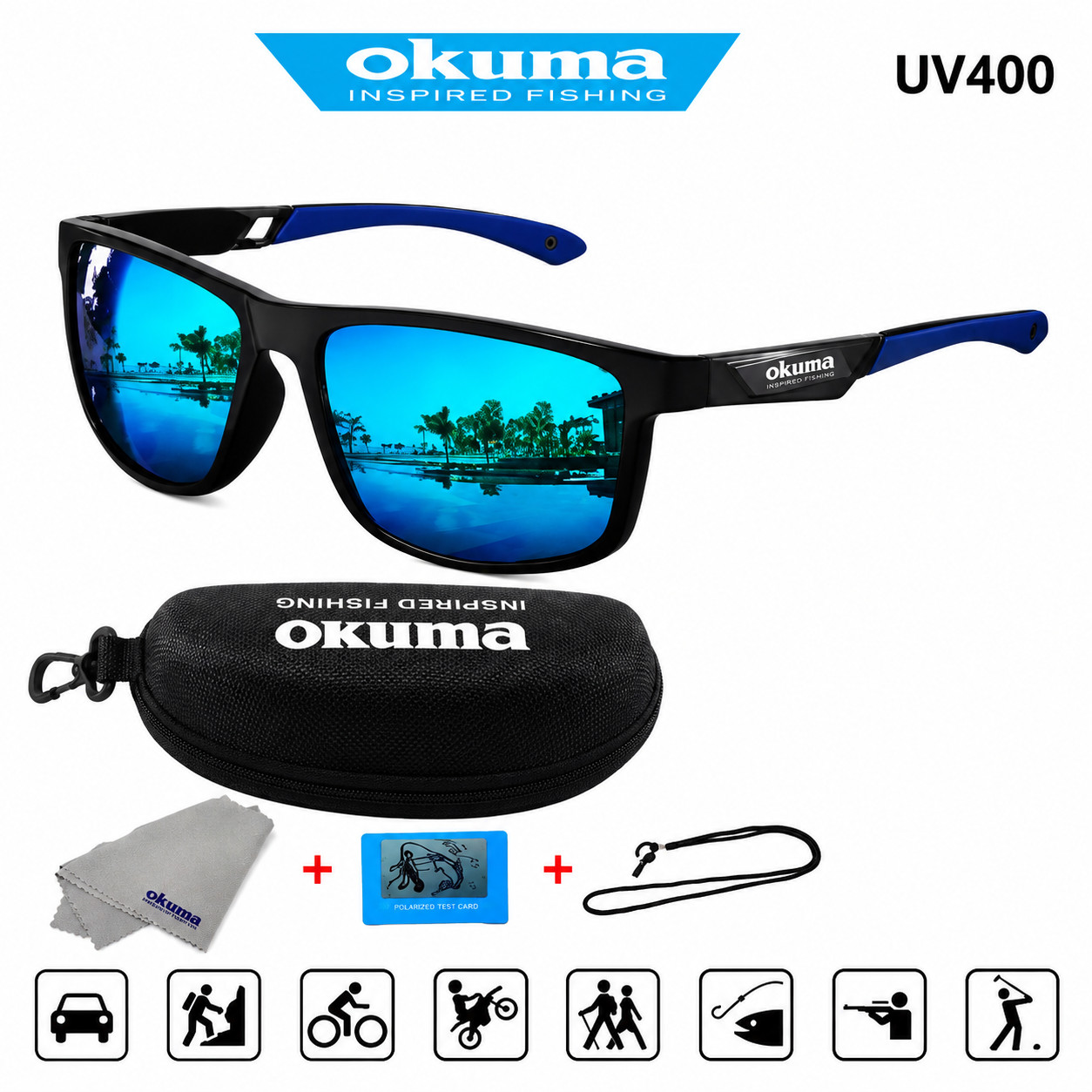 Okuma Polarized Fishing Sunglasses UV400 Sports Driving Outdoor Men with Case