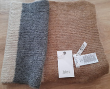 NEU Jake*s Winter Alpaka Wolle Schal Oversize edle Naturtöne Weiß Grau Beige