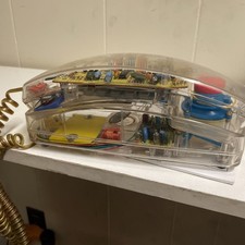 Genuine Radio Shack Clear Phone Corded Telephone Retro 1990s Antique Blue Pads