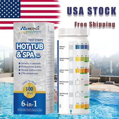 #ad Merydi 100pcs W 6 Swimming Pool SPA Test Strips Chlorine pH Water Pool Testing $9.79