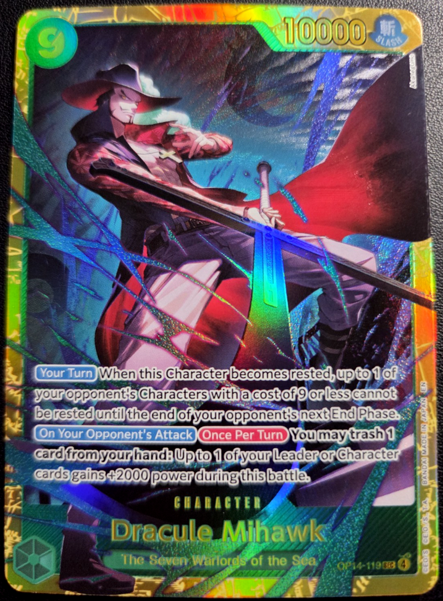 Dracule Mihawk OP14-119 Secret Rare One Piece TCG NM Green | eBay