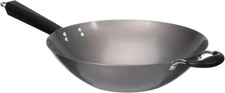 Wok Frying Pan 14" Non-Stick Chinese Cast Cooking Fry Stir Sear Carbon Steel