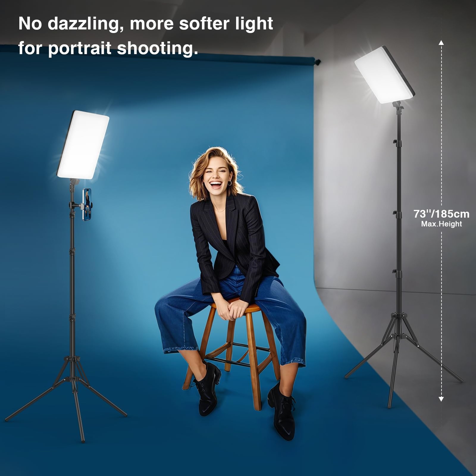 2 Pack Led Video Light Kit with Stand, Photography Light Panel Built-in 8000m...