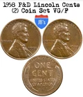 1958 P & D Lincoln Wheat Cents (2) Coin Set Very Good/Fine or Better (VG/F)