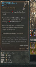 D4 Diablo 4 Season 14 Vessel of Hatred -10x Superior Lair Keys Belial Bossmats
