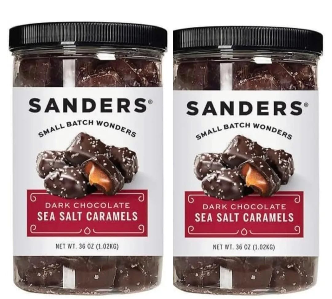 Sanders Dark Chocolate Sea Salt Caramels 36 oz Jars 2 Pack G