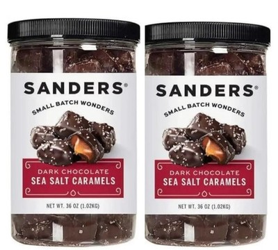 Sanders Dark Chocolate Sea Salt Caramels 36 oz Jars 2 Pack Gourmet Candy