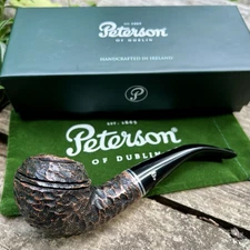 Peterson Dublin Filter Rusticated Rhodesian (999) Fishtail 9mm Pipe - New