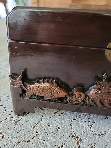 Cassapanca portagioie vintage cinese in legno intagliato drago merce 1940-60 - Foto 16 di 23