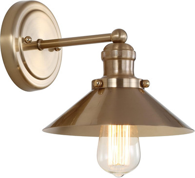 Brass Gold Farmhouse Sconce with 25W Edison Bulb for Bedroom & Bathroom