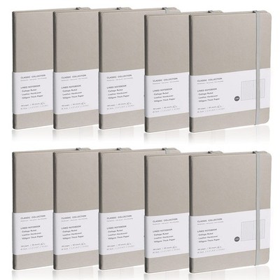 Lined Journal Notebook, 10Pack(grey), 160 Pages, Medium 5.7 inches x 8 inches...