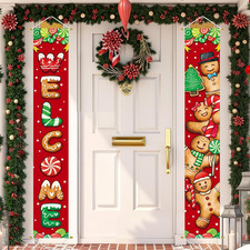 Christmas Decorations Outdoor Yard: Cute Gingerbread Man Front Porch Sign Set, H