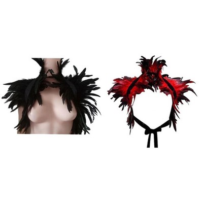 2Pcs Feather Shrug Schal für Frauen Halloween Party Schal