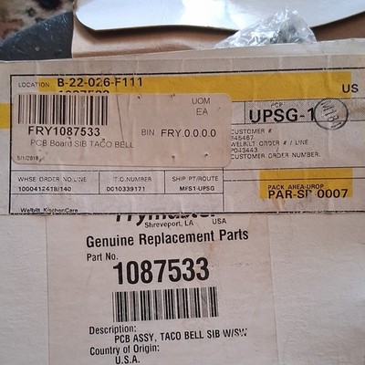 Frymaster PCB 1087533 SIB Taco Bell Printed Circuit Board Replacement