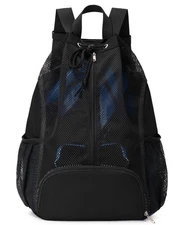 Swim Bag Mesh Drawstring Backpack with Shoe Compartment Sports Gym Sackpack w...