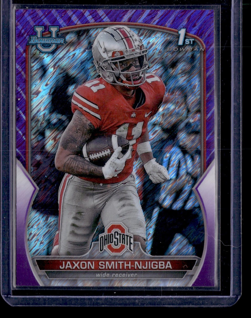 2022 Bowman University Chrome #78 Jaxon Smith-Njigba Purple Shimmer Refractor