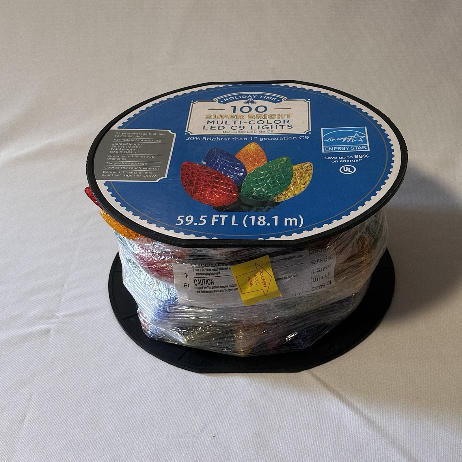 NEW Home Accents Holiday 100 LED Multi-Colored Faceted C9 Lights 65 ft. 4 in.