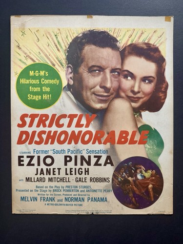 STRICTLY DISHONORABLE 1951 Trimmed WC Movie Poster Ezio Pinza Janet Leigh 14x17