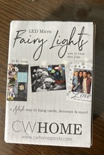 Micro LED Fairy Lights White Clear Cord Indoor 16 Mini Clips 20ft 60 Lights