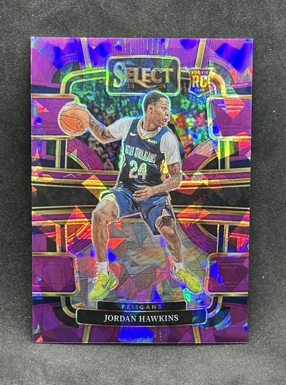 2023-24 Panini Select #72 Jordan Hawkins Purple Cracked Ice Prizms #/99