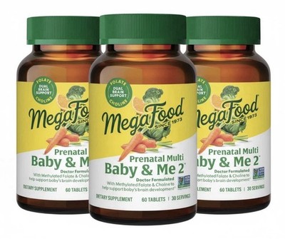 MegaFood Baby & Me 2 Prenatal Vitamins 180 Total Tablets  EXP: 06/2026 3 PACK