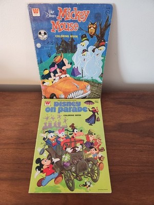 2 Vintage 1970s Whitman Walt Disney s Mickey & Friends Color Activity Books