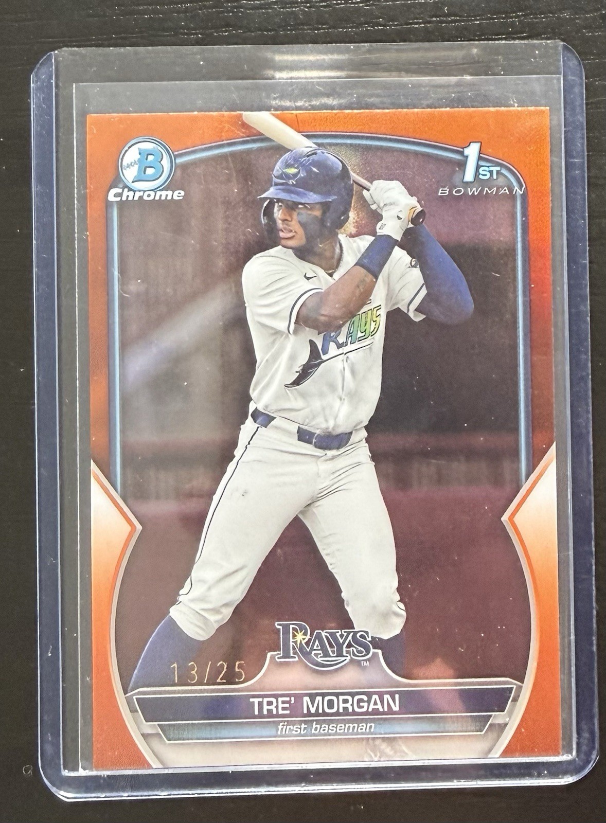 2023 Bowman Draft Tre Morgan Chrome Orange Refractor 1st Prospect #/25 Rays