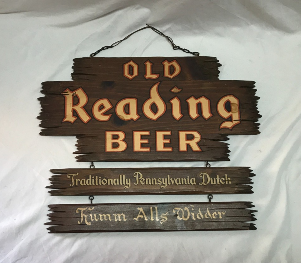 VTG Double Sided 1950's Wooden 16x20 Old Reading Beer Tavern Sign