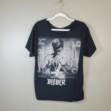 2016 Justin Bieber Purpose Tour T-Shirt Cropped And Cut Neck Chopped Medium M