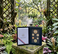 1997 US Mint Prestige Proof Set Botanic Garden Silver Dollar Box & COA 6 Coins