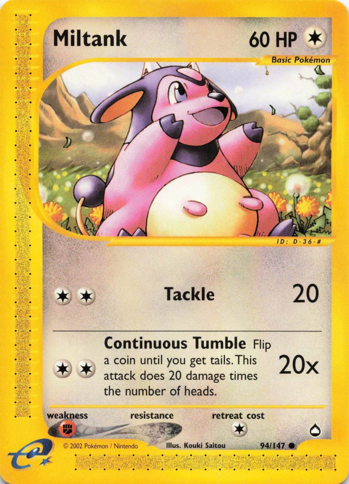 Miltank 94 Common Aquapolis Pokemon Near Mint