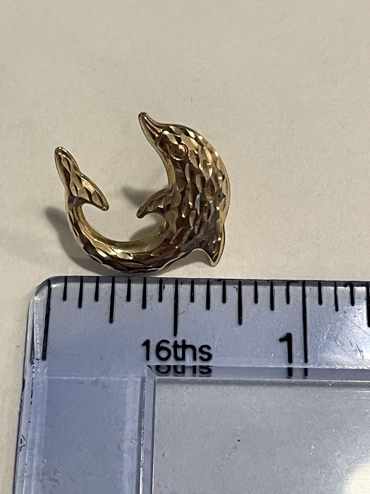 14k Solid Gold Signed Jumping Dolphins Diamond Cu… - image 6