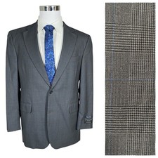 Jos A Bank Sport Coat 41R Business Express Gordon Glen Plaid Grey Super 100 Wool