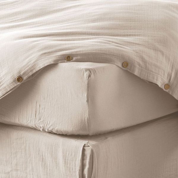 Gaze de coton drap housse 200x200 haut de gamme au tissage naturel
