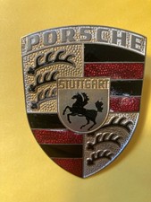 VINTAGE ENAMEL AUTOMOBILE RADIATOR CAR EMBLEM / BADGE # PORSCHE 901 559 210 20