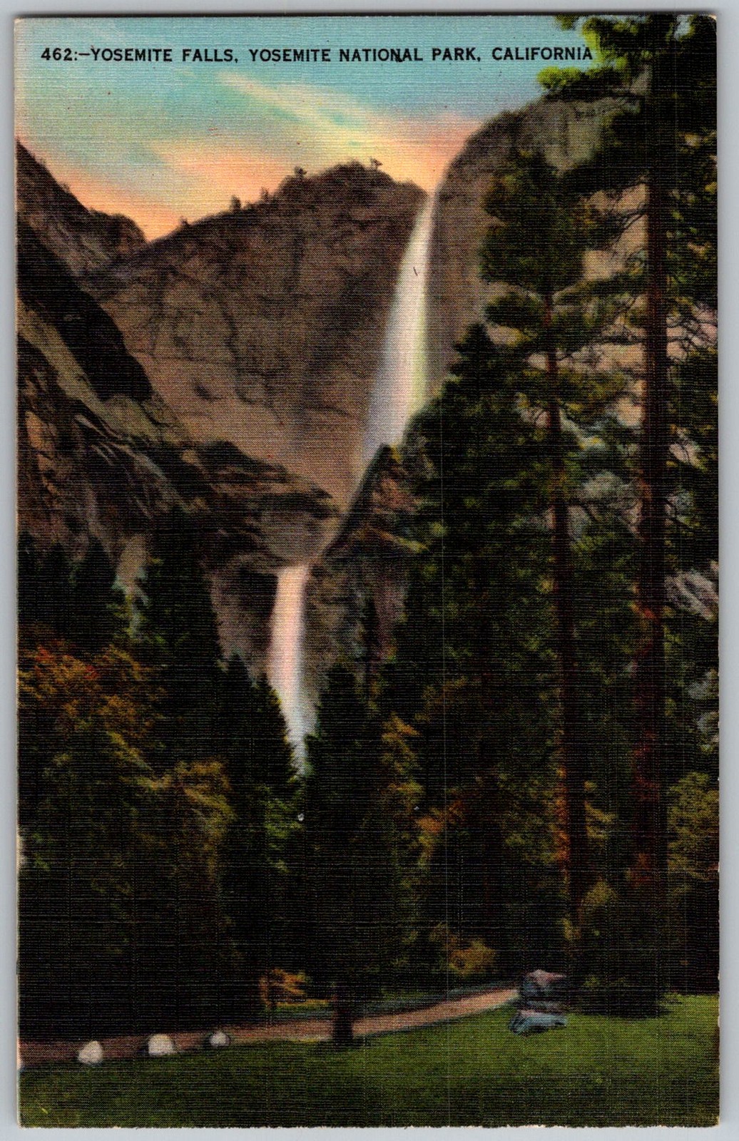 Vtg Linen Postcard Yosemite Falls Yosemite National Park, CA 1940s