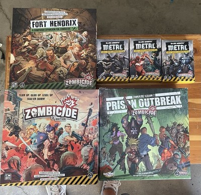 Zombicide Board Game Lot 2nd Edition + Prison Outbreak + Fort Hendrix + 3 Ex. Pk