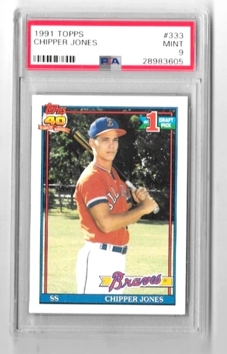 1991 Topps #333 CHIPPER JONES RC 1st Draft Pick PSA 9 Braves HOF
