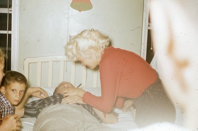 2 Slides 1957 Jane Mansfield & Bob Hope Candid Photos With US Soldiers USO Guam