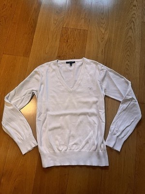 Gant Damen Pullover Weiss V- Neck Sweatshirt  Pulli Gr XL 42