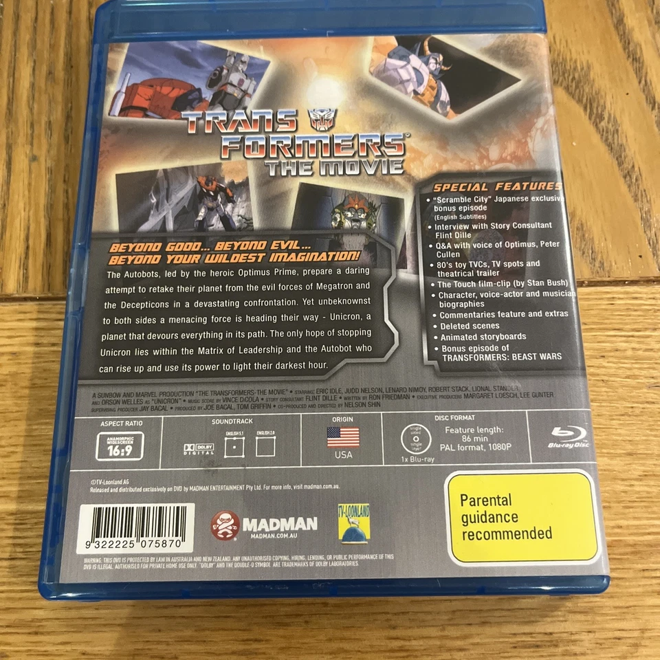 Transformers: The Animated Movie Blu-ray (N/A) Leonard Nimoy - Image 2 of 3